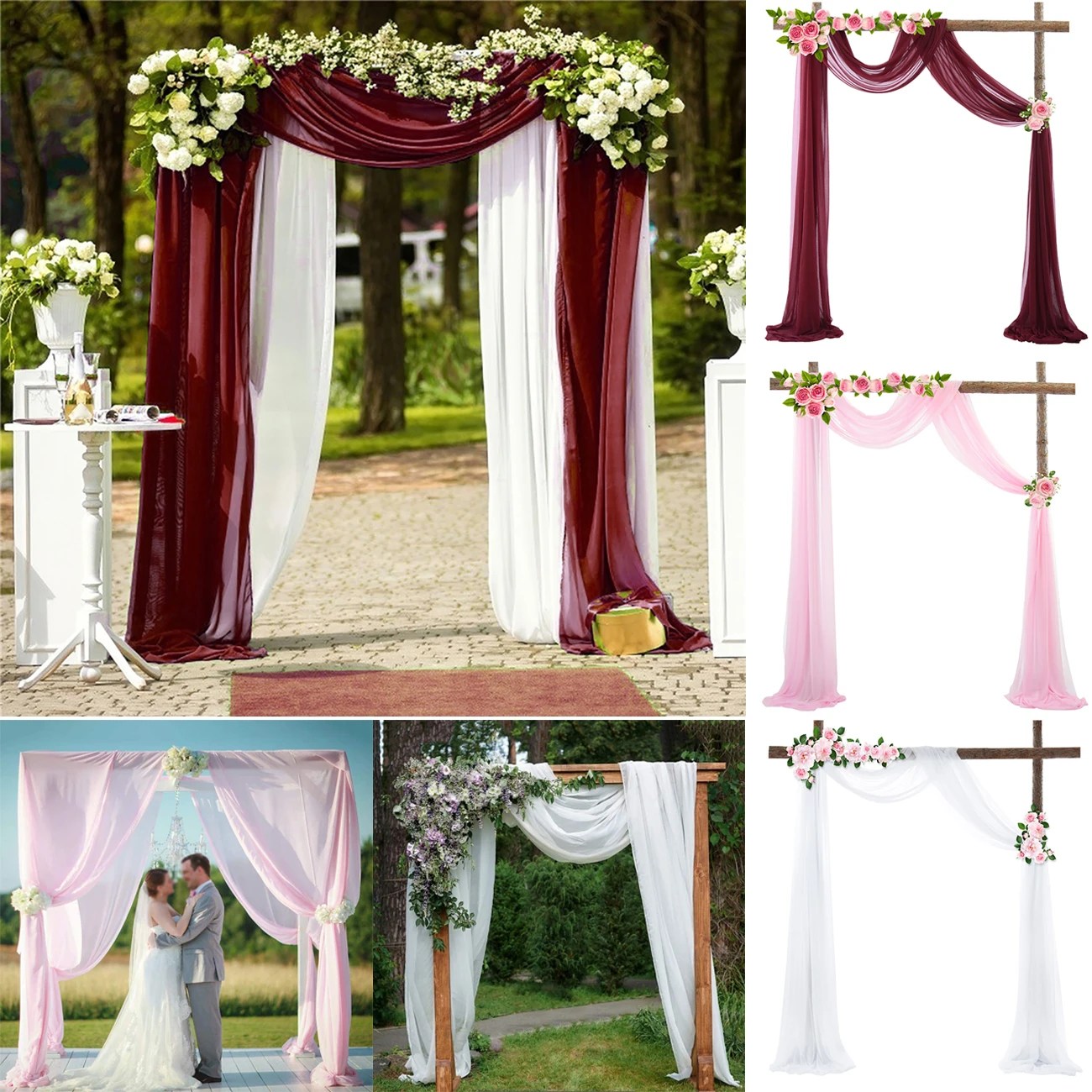 

70x550cm Wedding Arch Background Chiffon Curtain Wedding Party Decoration DIY Wedding Arch Chiffon Tulle Curtain Hanging Decor