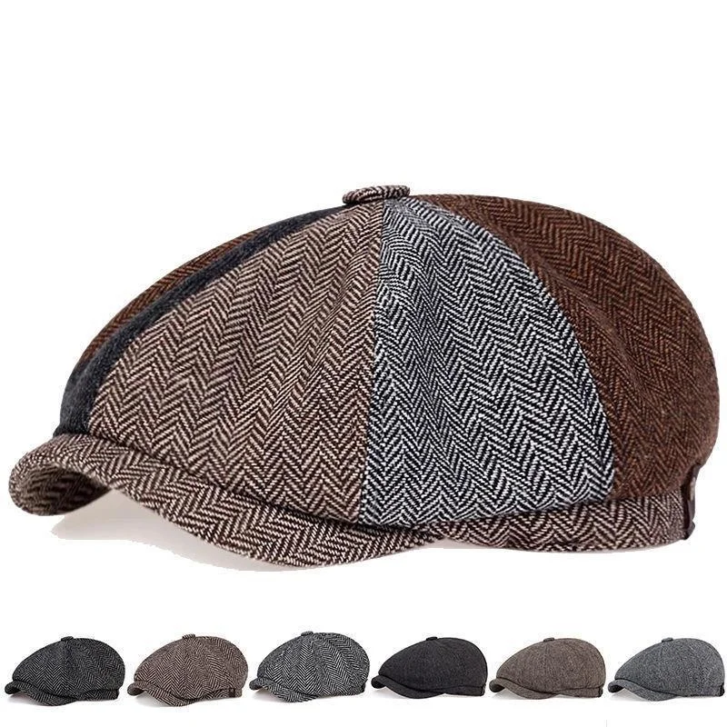 

Retro Tweed Newsboy at Men Beret atsby Beret ats Street Caps Peaked Octaonal wit Brim Caps Winter Sprin ip op Beret Caps