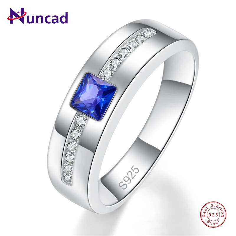 

NUNCAD Trendy Sliver Rings S925 Sterling Sliver White CZ Sapphire Engagement Wedding Ring Fine Jewelry Gift