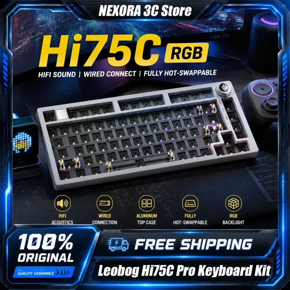 Фото Беспроводная механическая клавиатура Leobog Hi75C Pro из алюминия, кастомизируемая, трехрежимная, проводная, с возможностью горячей замены, для геймеров, с ручкой-кнобом №2