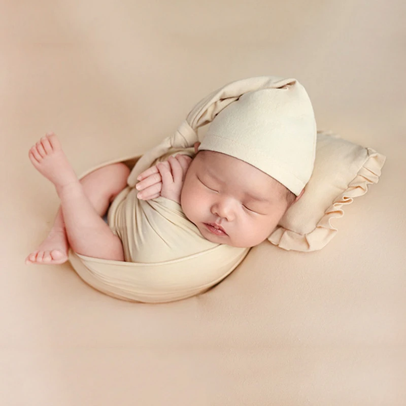 3 Pieces Set Newborn Photography Wrap Blanket Pillow Hat Baby Accessories New Born Shooting Props Outfit