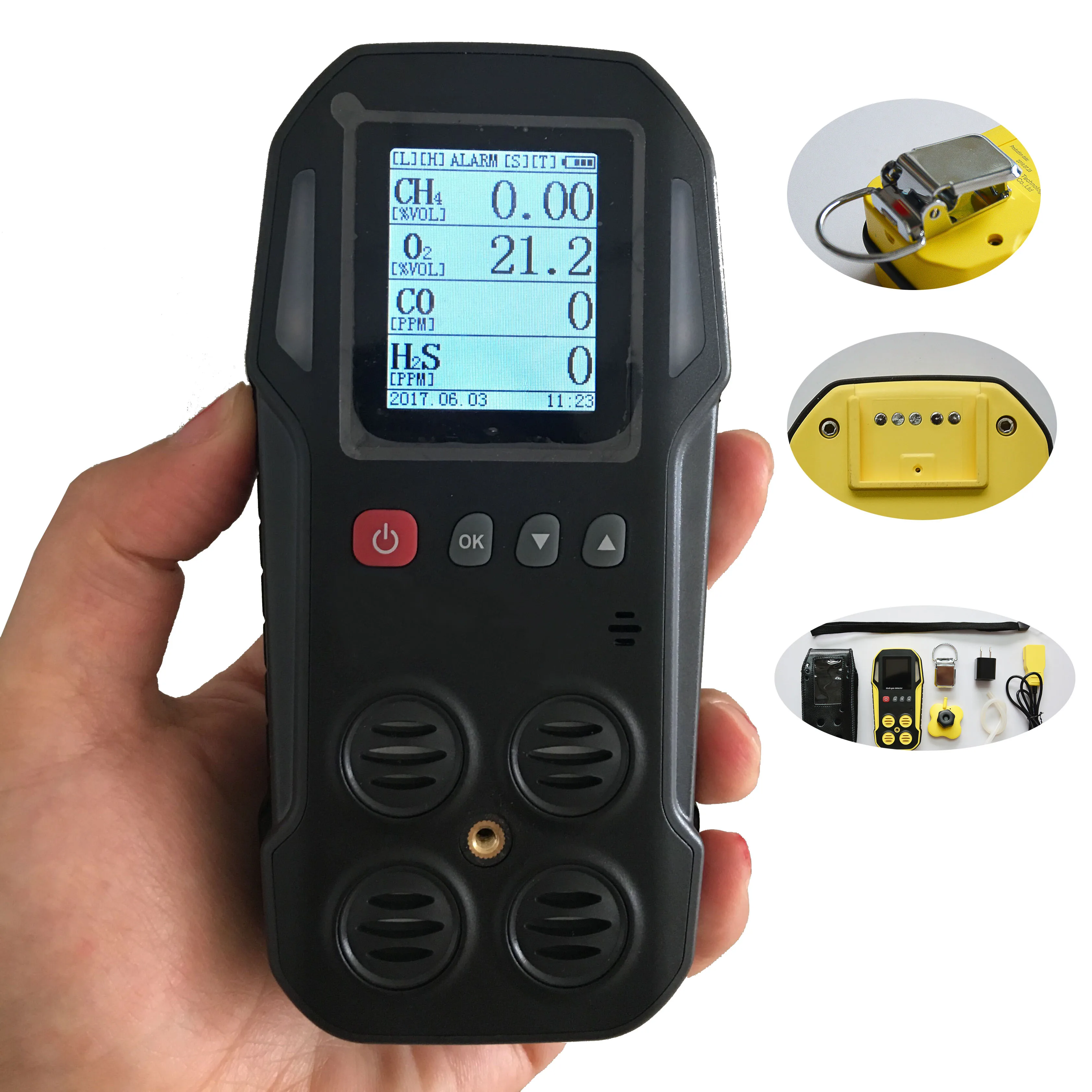 

IP66 Portable Multi 4 Gas Detector H2S CO O2 LEL SA500 4 Gas Monitor