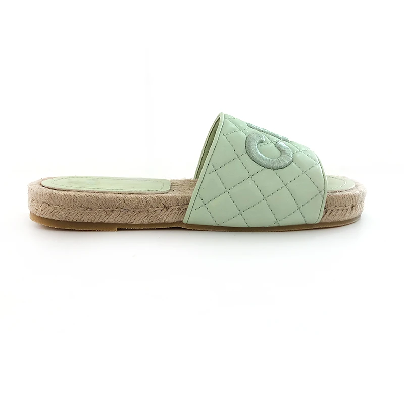 2023 New MarHermoso Ladies Slippers PU Breathable Flax Women's Flats Outdoor Casual Shopping Shoes Autumn Green Color