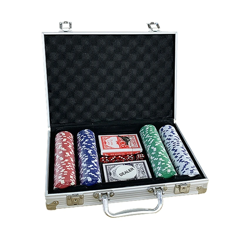 

Набор покерных чипов для Техасского холдема, блэкджека, азартные игры с кнопками для карт чехол и чипами для казино в стиле игральных костей