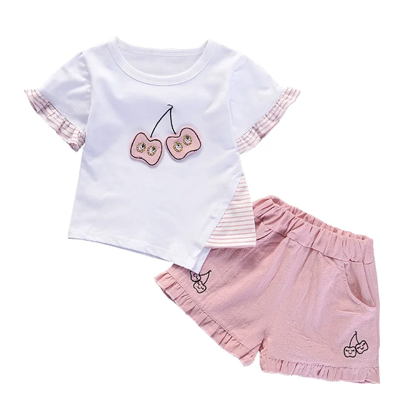 

2 шт./комплект, Детская летняя одежда с круглым вырезом и коротким рукавом