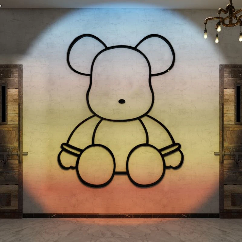 

8 Colors Acrylic Bear Wall Stickers 3D Self-adhesive Wall Decal DIY Living Room Shop Background Decoration