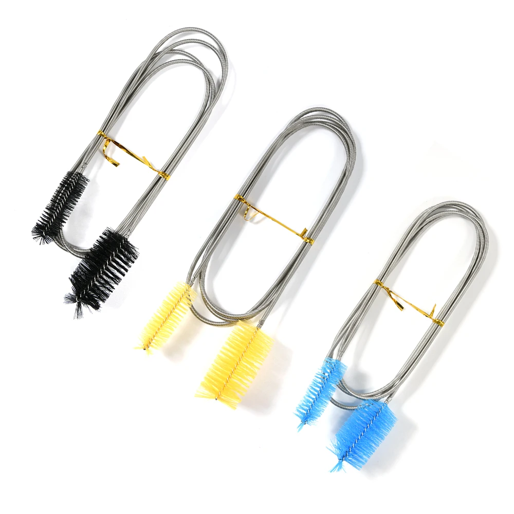 

155cm Aquarium Cleaning Brush Stainless Steel Flexible Bent Tube 2x Brush Water Pipe Hose Cleaner Fish Tank Tools
