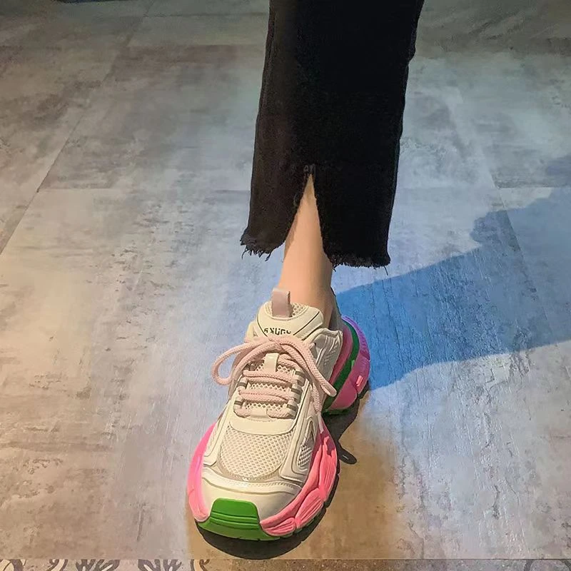 Женские кроссовки на платформе повседневная обувь шнуровке массивные белые