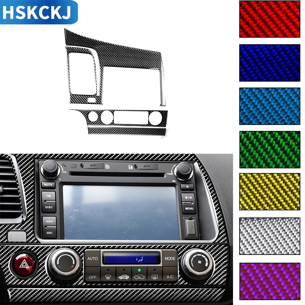 

For Honda Civic 8 Gen 2006-2011 Multiple Colors Carbon Fiber Stickers Central Control Navigation Panel AC Frame Car Accessories