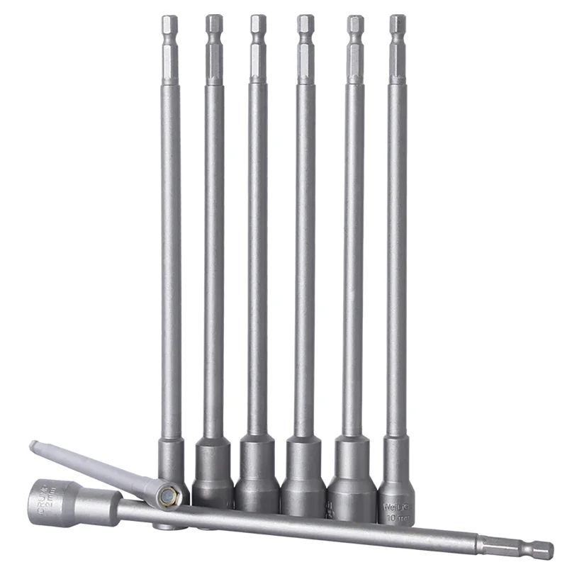 

1/8 Piece Set Of Extended Wind Batch Sleeve 5.5mm-19mm Chrome Alum Steel Hand Drill Handle Screw Wrench Sleeve Special Hand Tool