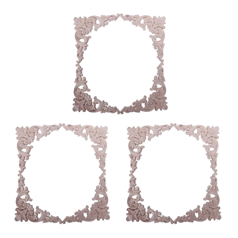 

12Pcs Rubber Wood Oak Carved Corner Onlay Applique Furniture Home Door Decor DIY