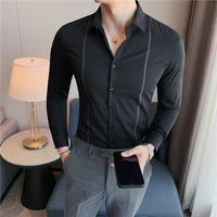 vip link fashion trend mens shirt simple printed turn down collar casual long sleeved shirt streetwear