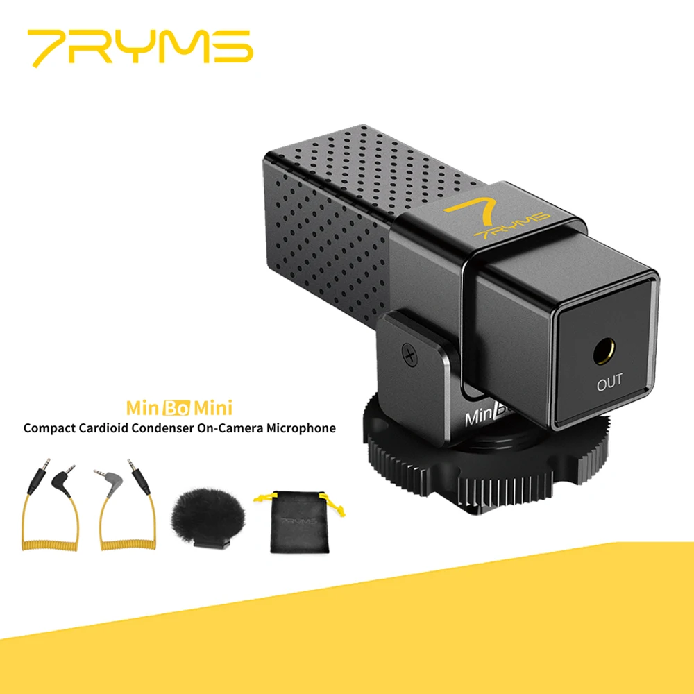 Мини-микрофон для камеры 7RYMS MinBo компактный кардиоидный кондерзер микрофон для GoPro Osmo смартфон для камеры Canon Nikon