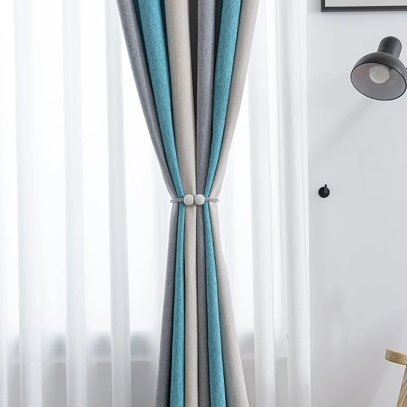 

Curtains for Living Room Simple Blackout Light Luxury Thickening Bedroom Cashmere Seamless Stitching Curtain Lxj
