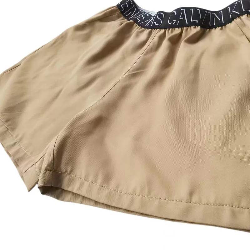 Solid color shorts women's spring summer new everything casual pants high waist show thin A-line pants loose wide leg pants