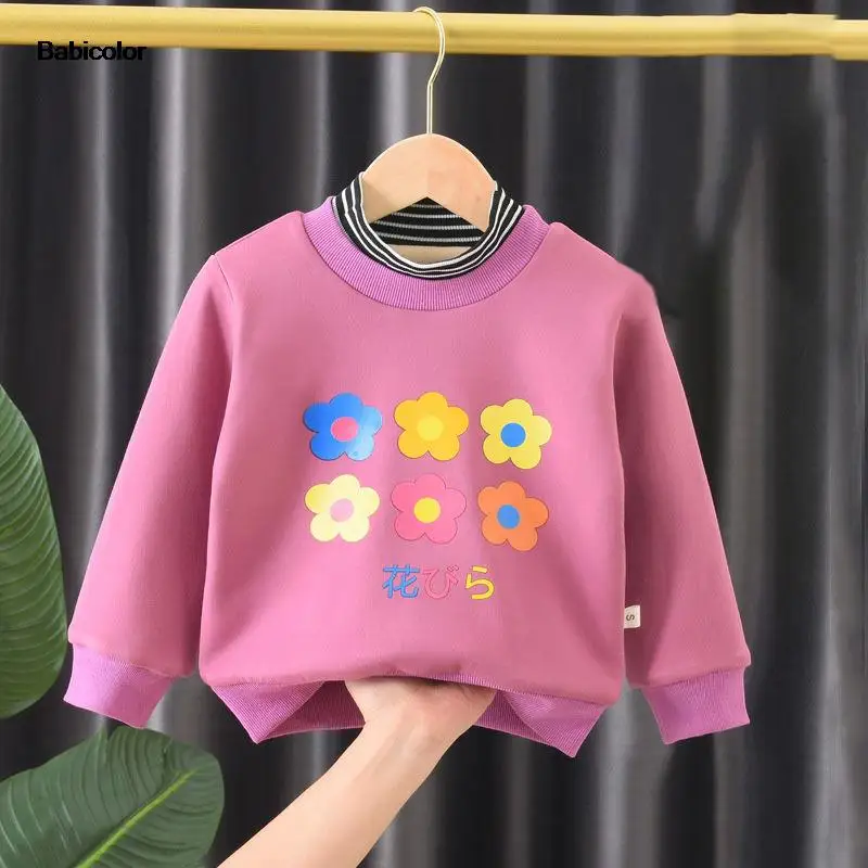 

2022 г. Новый стиль, утепленный плюшевый свитер для мальчиков и девочек осенне-зимняя одежда с высоким воротником для малышей Детское базовое ...