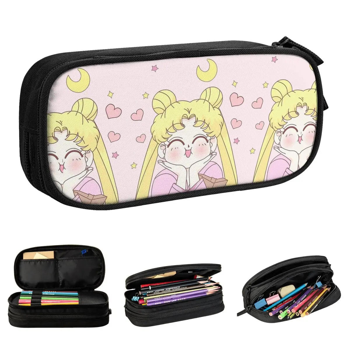 

Sailor Pencil Case Lovely Moon Face Pen Bag Student Large Storage Students School Cosmetic Pencilcases