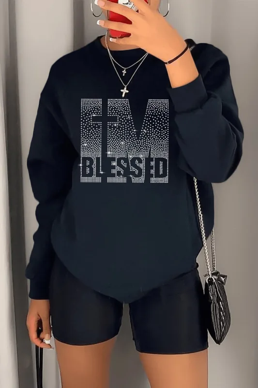 

Europe and America autumn and winter women's new casual fashion diamond long sleeve loose round neck sweater