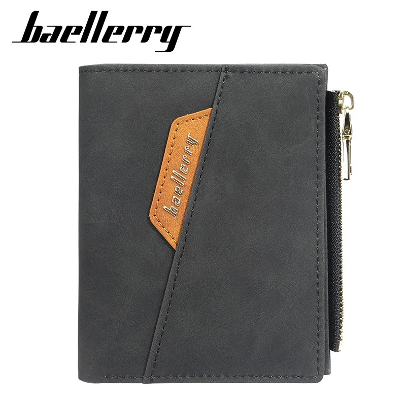 

Baellerry Men Short One-fold Opening and Closing Style Wallet Korean Version Vertical Multi-card Coin Purse Casual Zipper Wallet