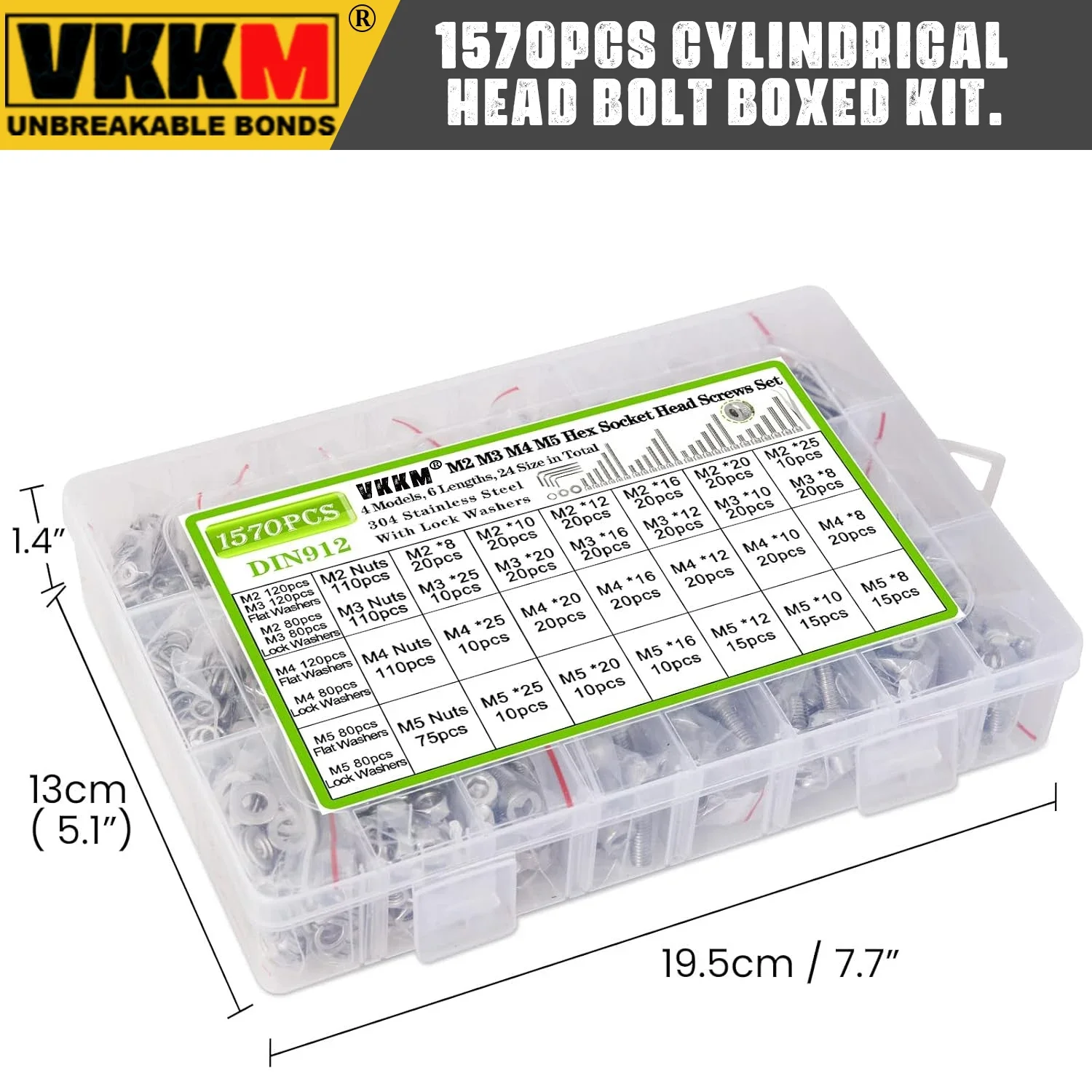 Набор для сортировки метрических болтов гайки и шайбы блокировочные 1570 шт. Фреза