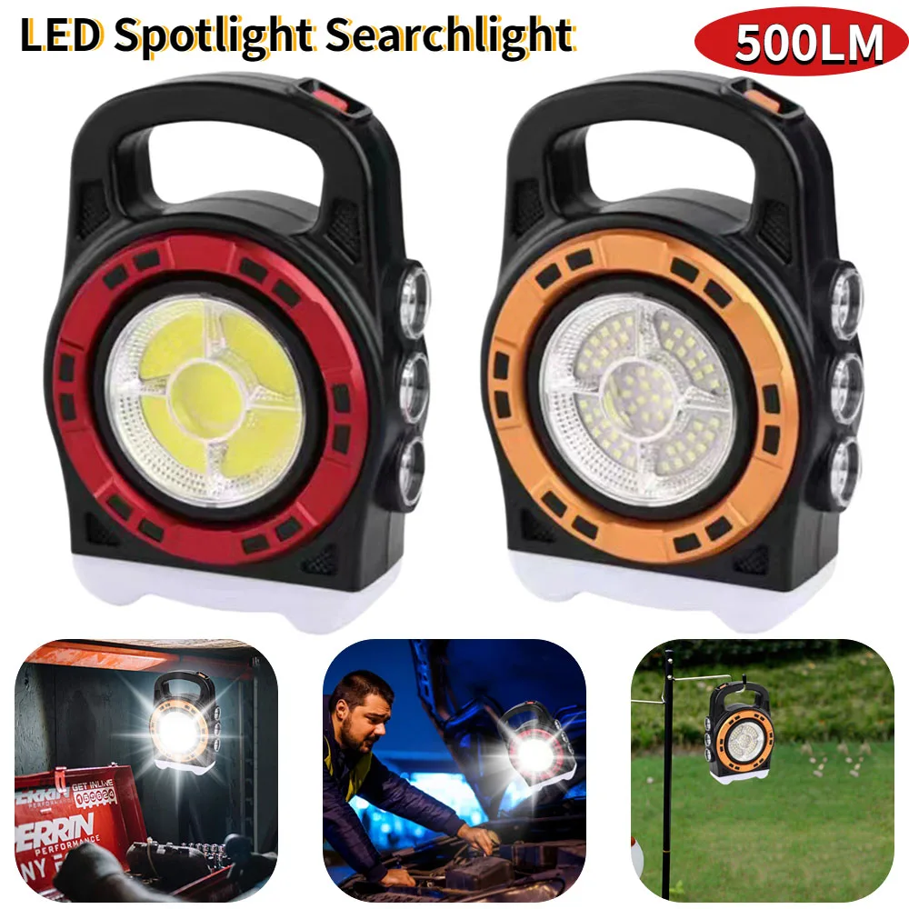 

500LM Portable Led Spotlight Super Bright COB LED Work Light USB Rechargeable for Outdoor Camping Lamp Flashlight Searchlight