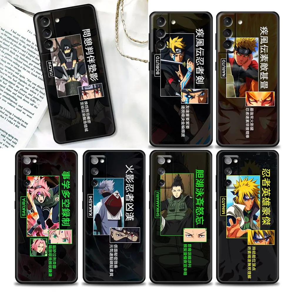 

Naruto Phone Case For Samsung Galaxy S20 S21 FE S10 S9 S8 S22 Plus Ultra 5G Case Kakashi Kakashi Pain Anime Black TPU Soft Cover