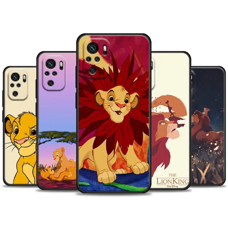 

Christmas Cute The Lion King Cartoon Phone Case For Redmi Note 10 11 11S 11E 7 8 8T 9 9S 9T Pro Plus 5G Black Cover Fundas Coque