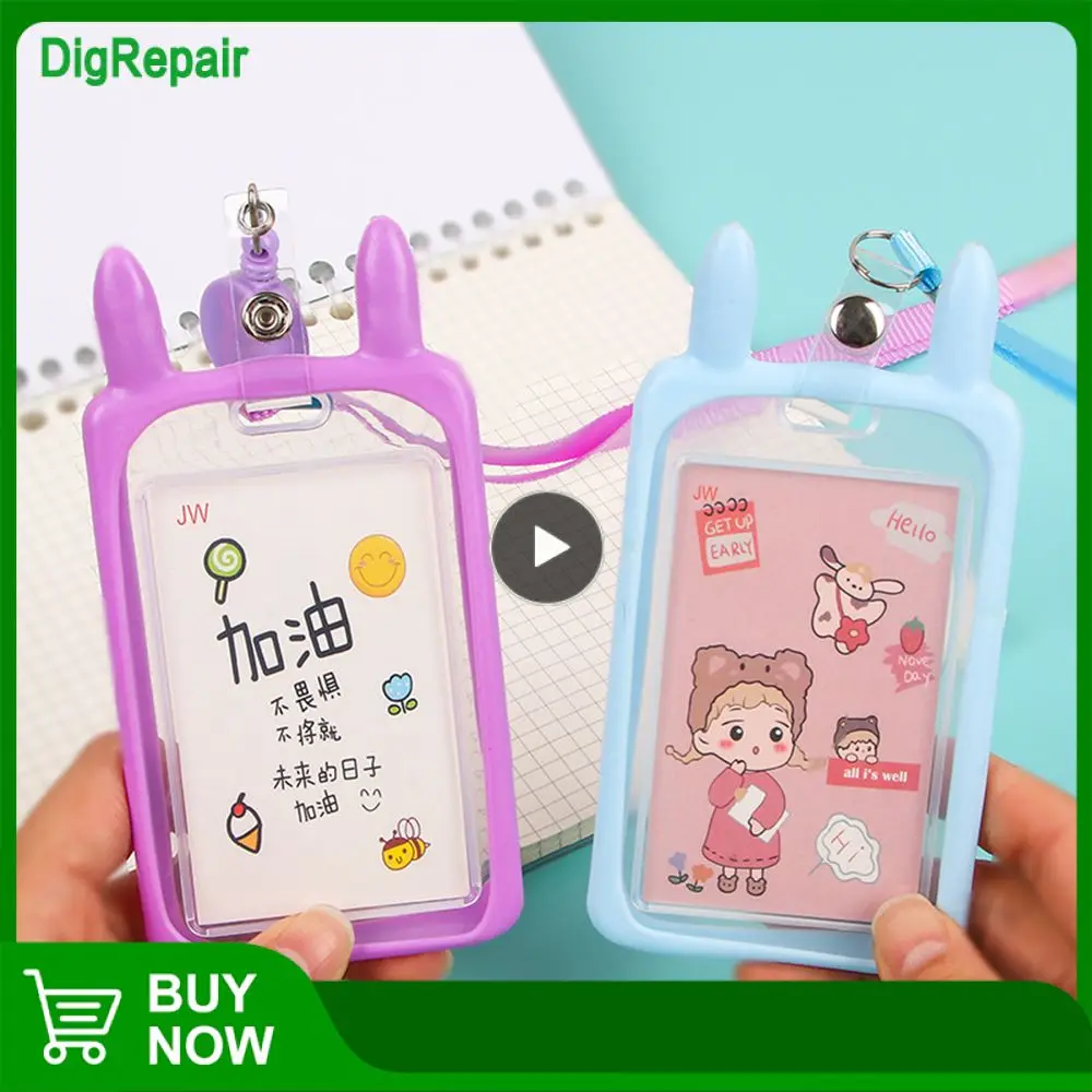 

Silicone School Card Set Waterproof And Dirt-resistant Transparent Access Card Sleeve Student Supplies Cartoon Protective Sleeve