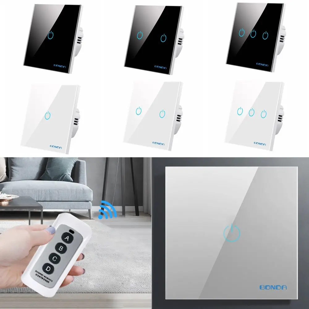 

Anti-shock 220V Controllable Range 20M Smart Life Sensor Switch Wireless Remote Wifi Wall Light Switch Touch Switch