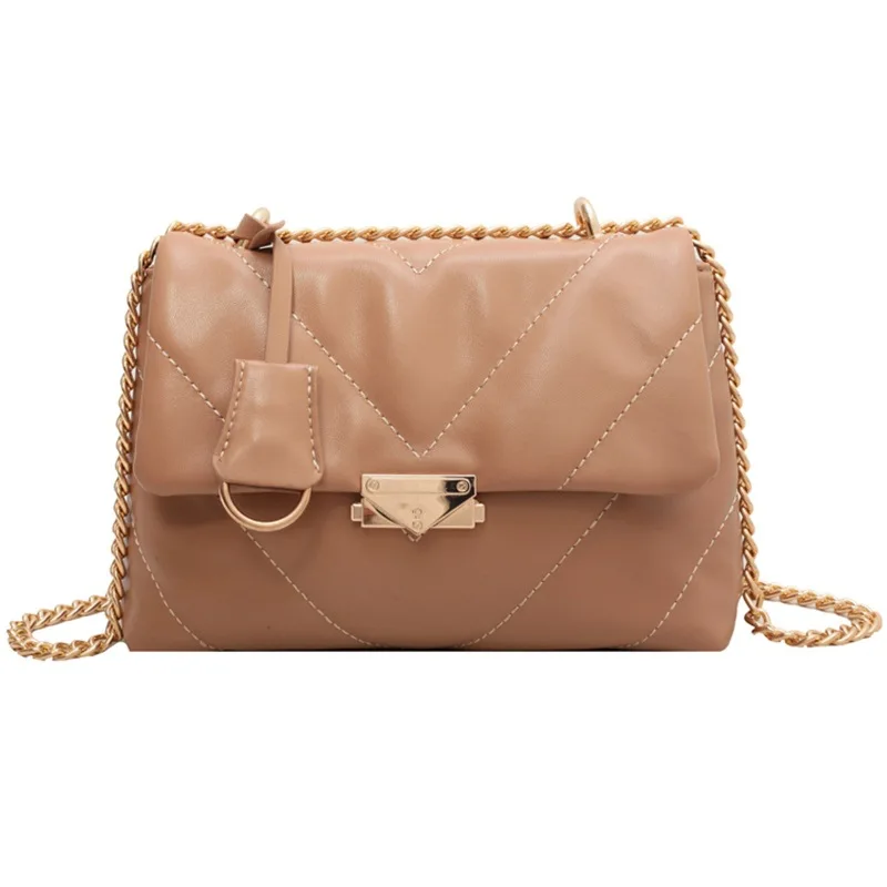 

2022 New Rhombus Thread Shoulder Armpit Bag Women Classic Elegant Soft PU Leather Chain Crossbody Bags Retro Handbags