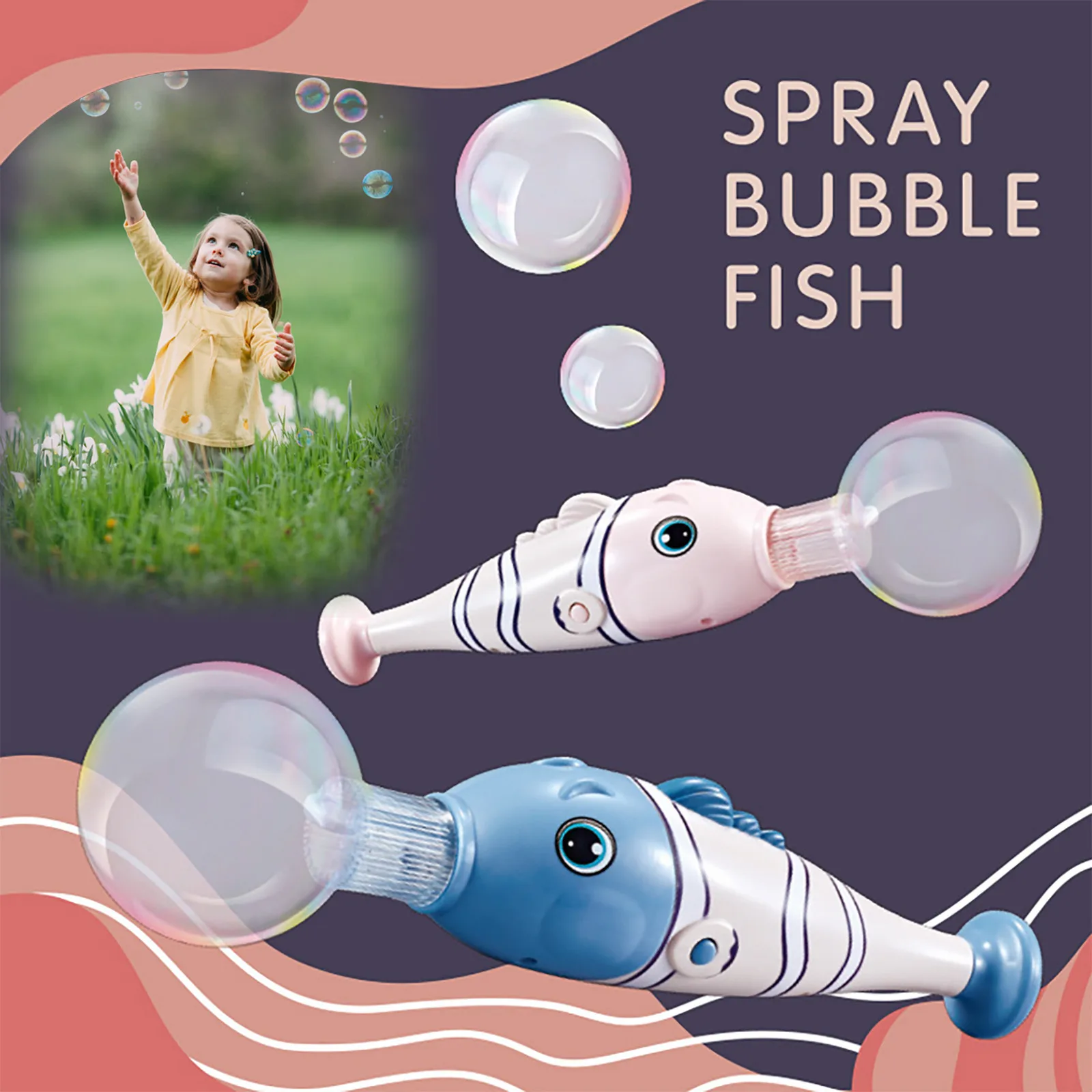 

2 Year Old Boy Birthday Gift Elastic Machine Toy Blowing 70ML Space Fish Girl Bubble Bubble Electric Smoke Bable Toy