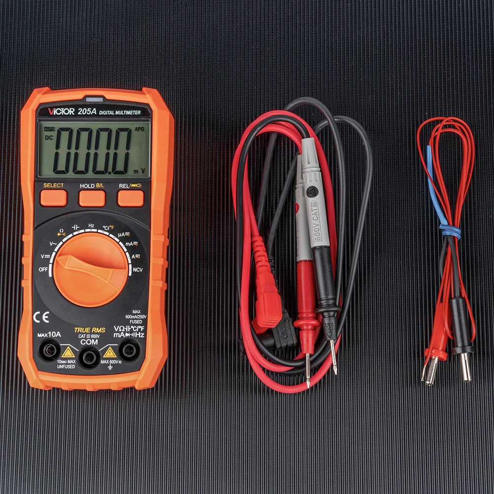 

Ruoshui 205A Digital Multimeter Mini True RMS 6000 Counts Auto-Ranging Amp Volt Ohm Meter Portable Voltage Tester NCV Function