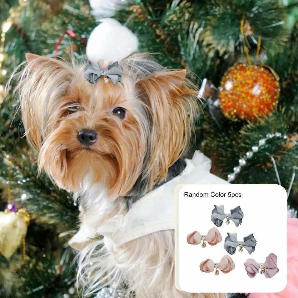 

Rhinestone Design Random Color Pet Dogs Bowknots Hair Clips for Birthday