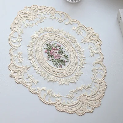 

Vintage French Lace Embroidered Table Mat Tablecloth Decoration Placemat Coaster