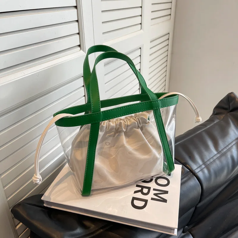 

Clear Transparent PVC Shoulder Bag 2023 Summer Women Jelly Bags Purse Handbags Beach Waterproof Special Bucket Bag sac a main