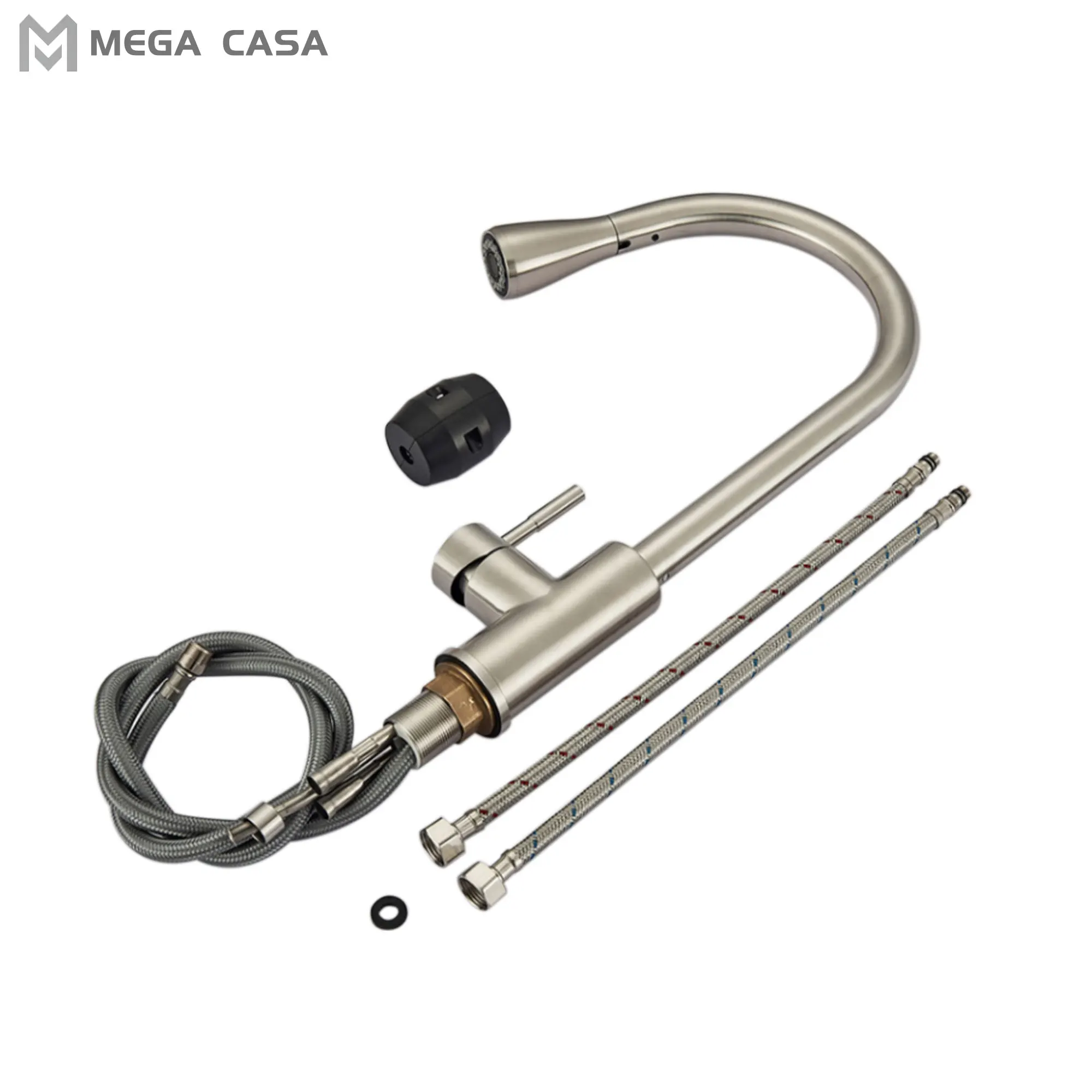 Кухонный смеситель из матового никеля выдвижной кран на раковину Поворот 360