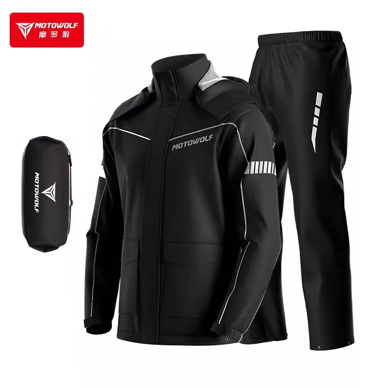 

Водонепроницаемый мотоциклетный дождевик для мужчин, светоотражающая ветрозащитная куртка и брюки, костюм для мотоцикла с разрезом, Размеры M, L, XL, XXL