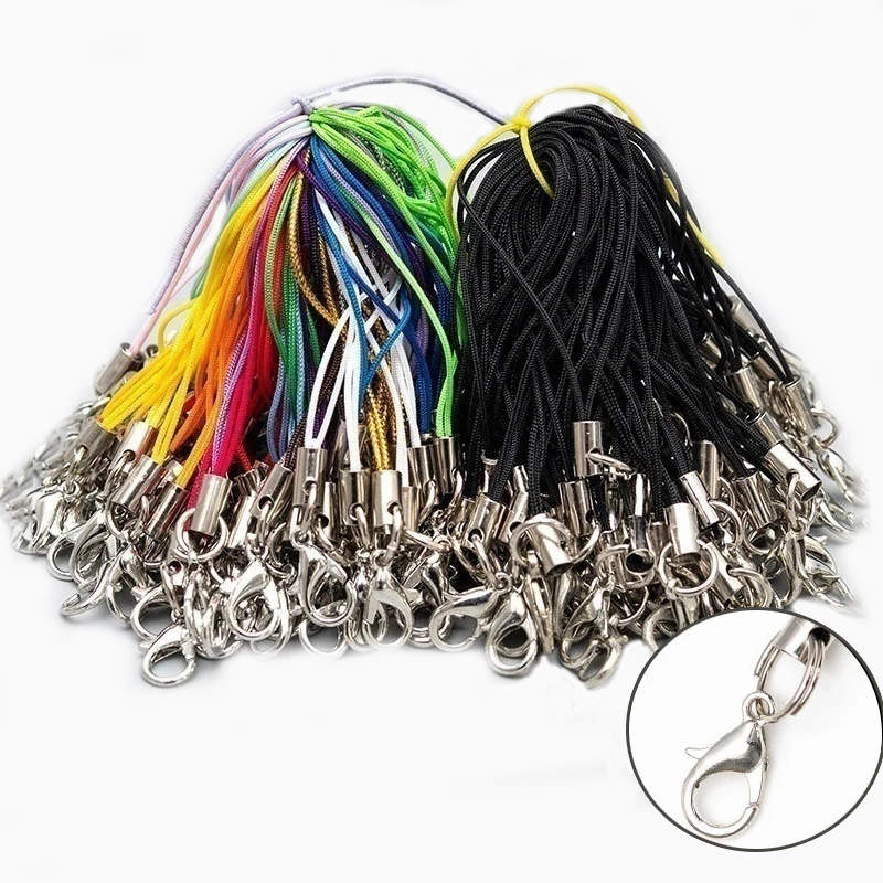 

20/50/100Pcs Lanyard Lariat Strap Cords Lobster Clasp Rope Keychain Hooks Mobile Set Charms Keyring Pendant Key Ring Accessories