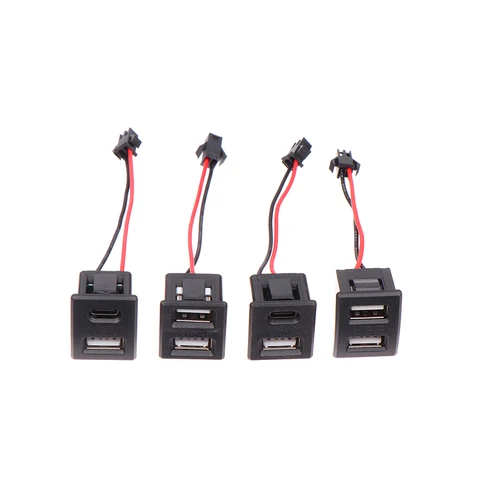 Черная двухслойная USB-розетка типа C