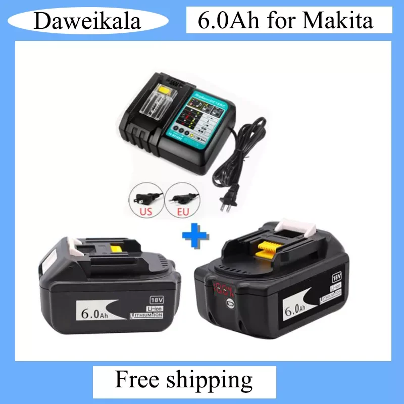 

Original Rechargeable Battery 18V 6000mAh Lithium ion for Makita BL1860 18v Battery BL1840 BL1850 BL1830 BL1860B+ 4A Charger O