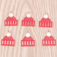 10pcs 18x21mm cute enamel red christmas hat charms pendant for necklaces earrings diy bracelets crafts jewelry making decoration