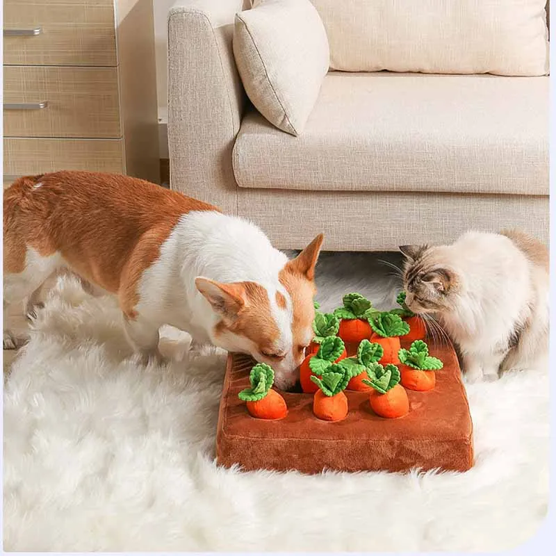 

Innovative Hide Food Pull Radish Improve Eating Habits Interactive Toys Dog Toys Plush Carrot Snuffle Mat Pet Vegetable Chew Toy