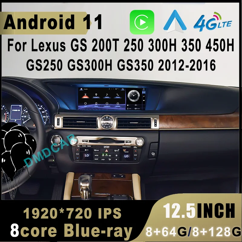 

Автомобильная магнитола на Android 11, 128 ГБ для Lexus GS 200, 250, 300, 350, 450, 2012-2016, мультимедийный видеоплеер, Авторадио для CarPlay