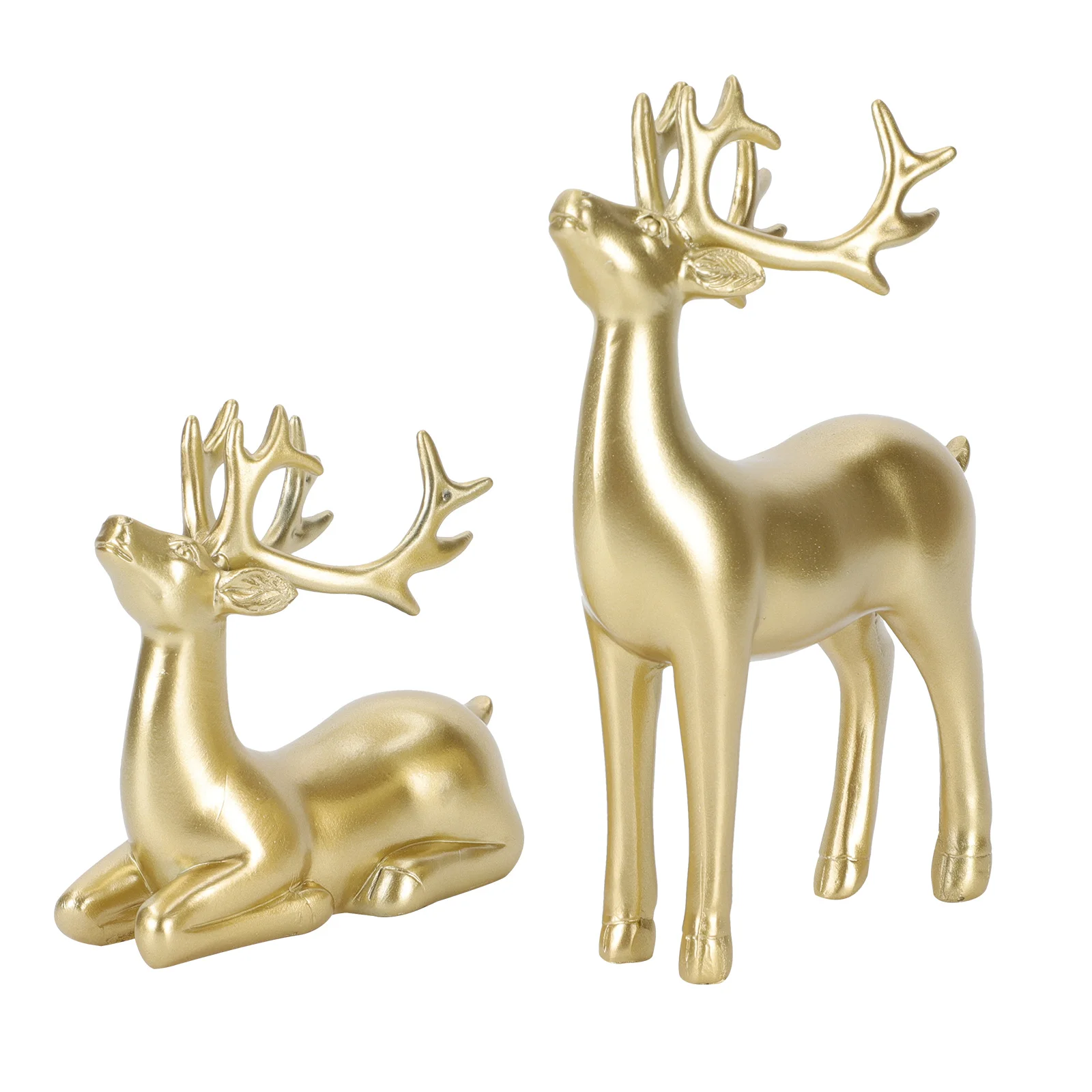 

2 Pcs Lucky Deer Resin Craft Christmas Decor Desktop Ornament Stand Items Creative Adornment Xmas