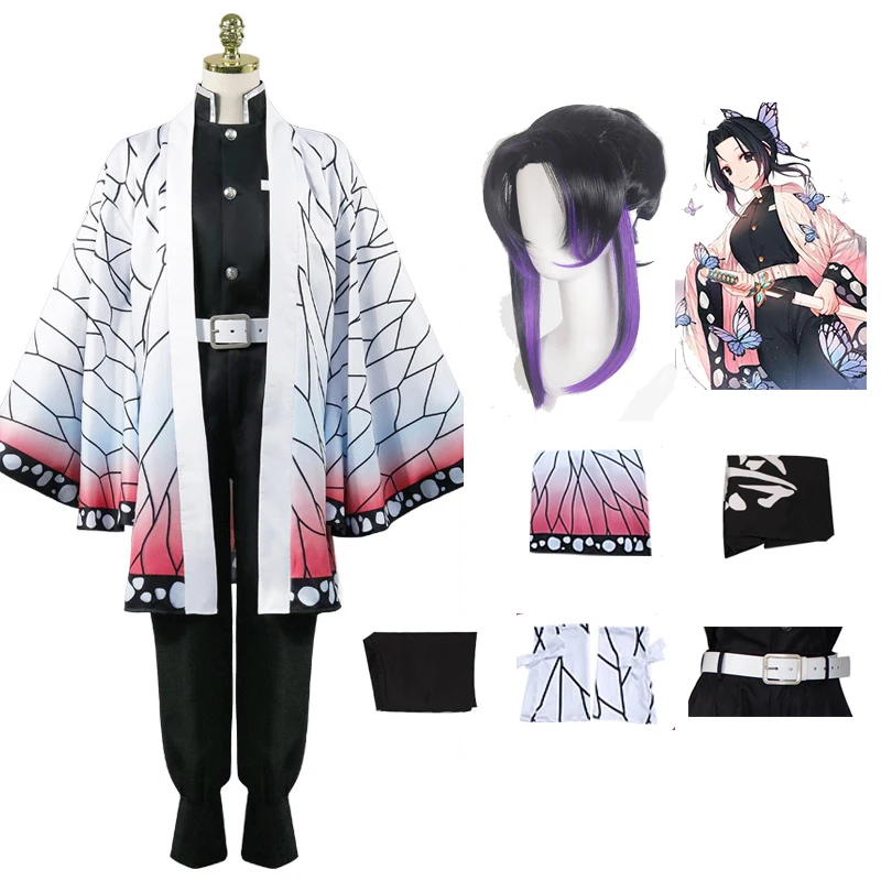 

Shinobu Kochou Cosplay Costumes Demon Slayer Cosplay Kimetsu no Yaiba Costumes Japan Anime Girl Kimono Comic Con Dress Wig Props