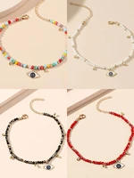 versatile simple crystal beaded beach anklet for women devils eye pendant jewelry ins fashion grooming ankle photo tours