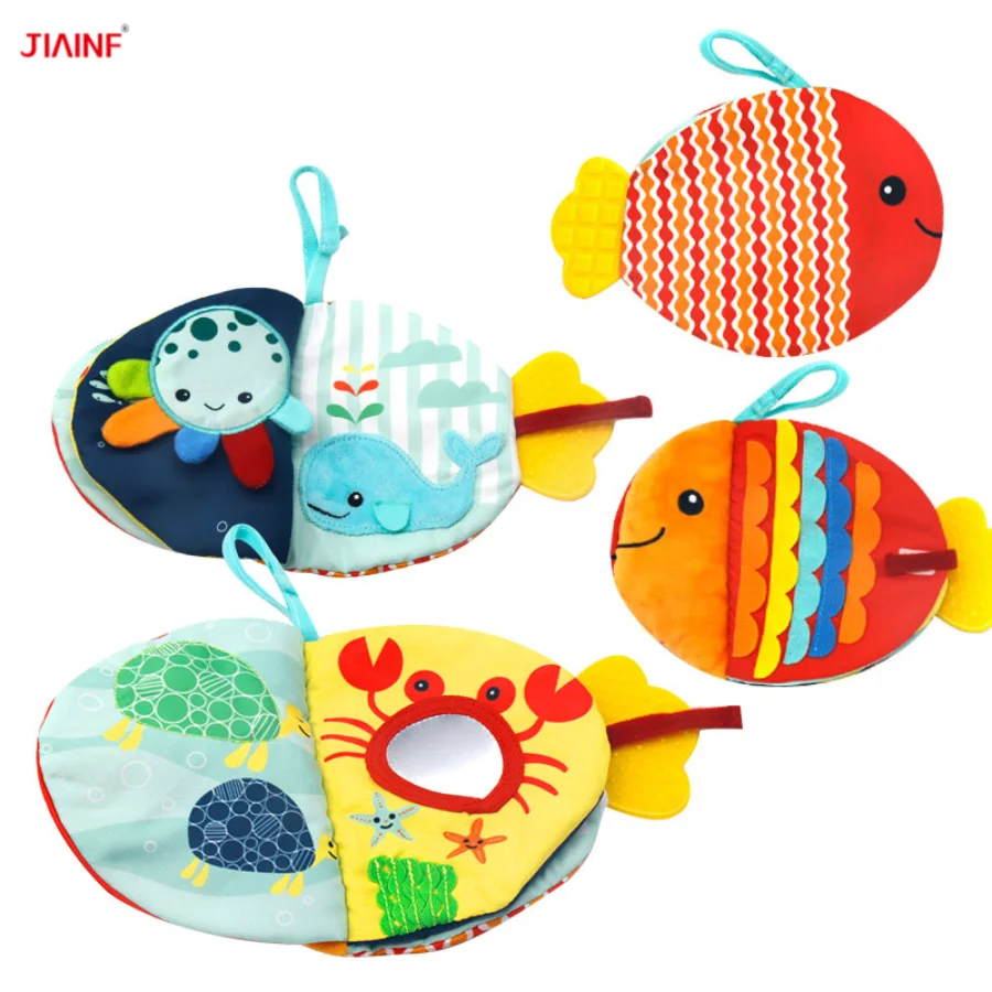 

NEW Kreative Kleine Fisch Tuch Buch Cartoon Sea Tiere Puppe Baby Frühe Bildung Beruhigende Spielzeug Waschbar Aufklärung Toy