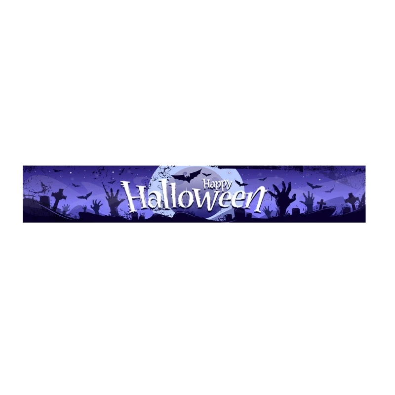 

Happy Halloween Ghost Hand Print Hanging Banner Sign Party Backdrop Pull Flag Background for Indoor Outdoor Decor G99A