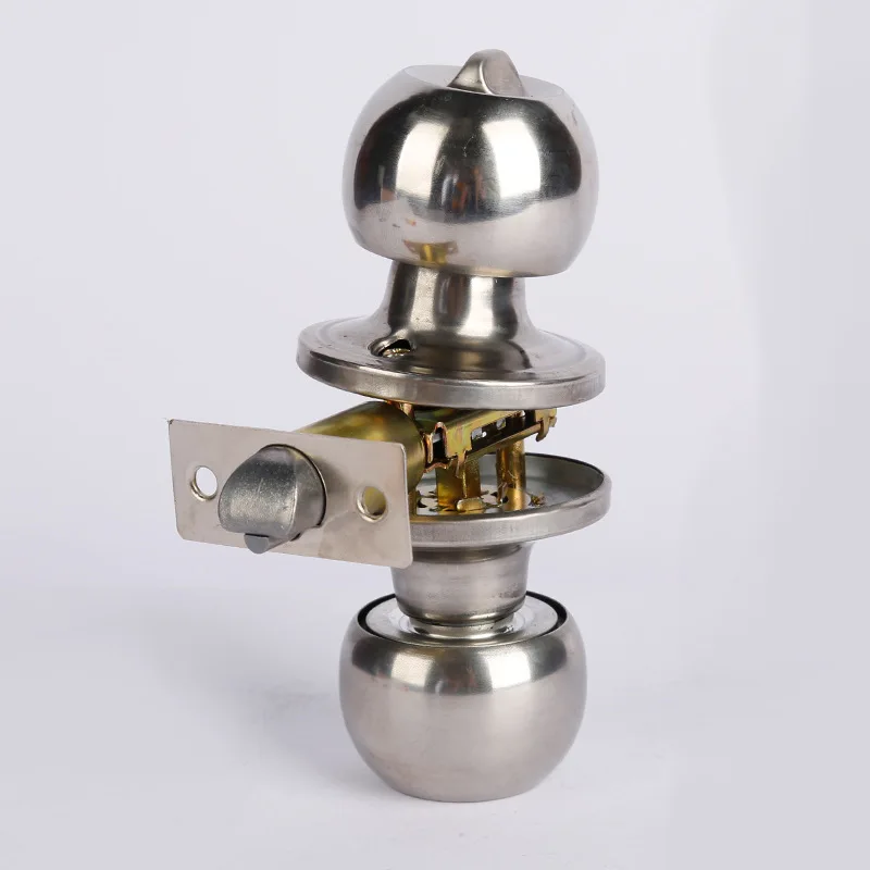 

Stainless Steel Round Ball Door Knob Set Knob Handle Handle Lock With Key for 25mm-45mm Door Hardware Sliver for Bathroom
