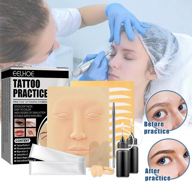 

1set Practice Skin Face 3D Silicone Tattoo Fake Skin Kit For Permanent Makeup Eyeliner Lip Eyeliner Cosmetic Masquerade